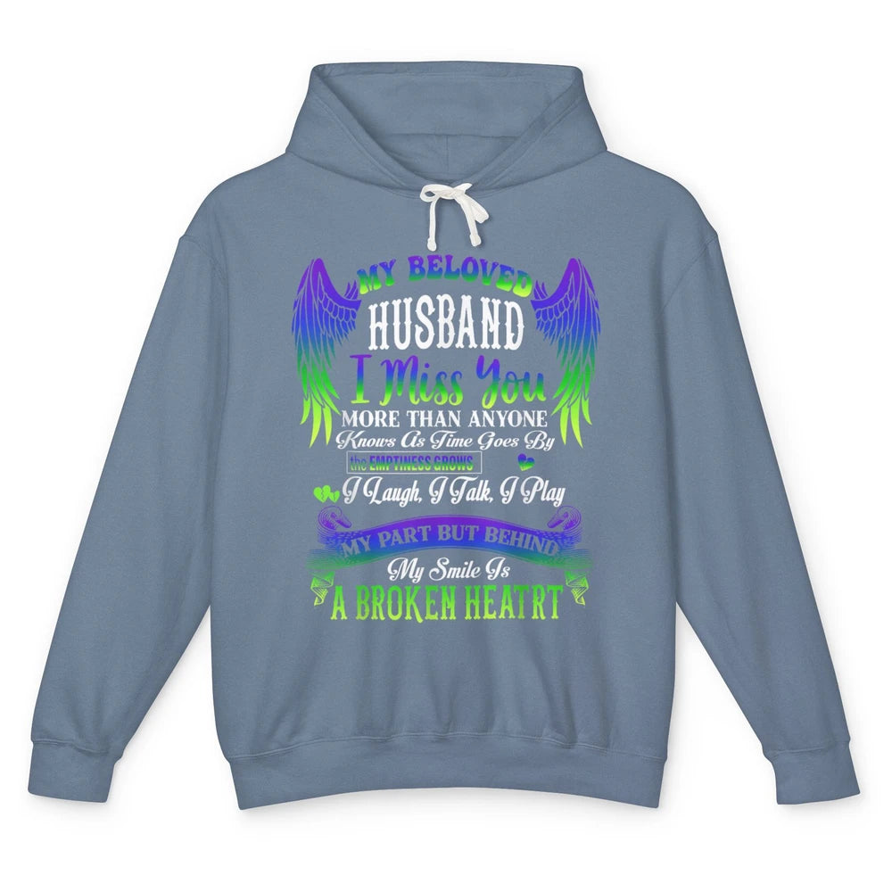 My Husband My Angel In Heaven Love Miss You Husband Wings Unisex Lightweight Hoodie