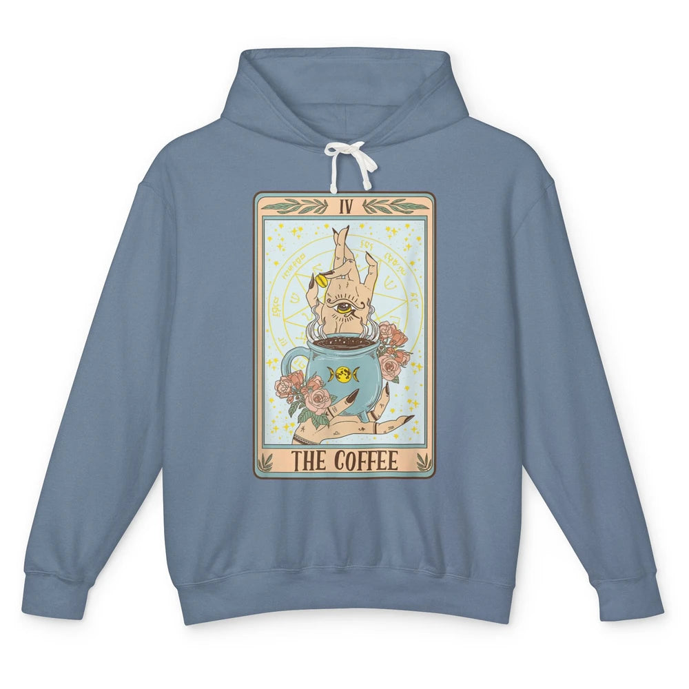 The Coffee Witch Eye Latte Tarot Card Mystical Halloween Unisex Lightweight Hoodie