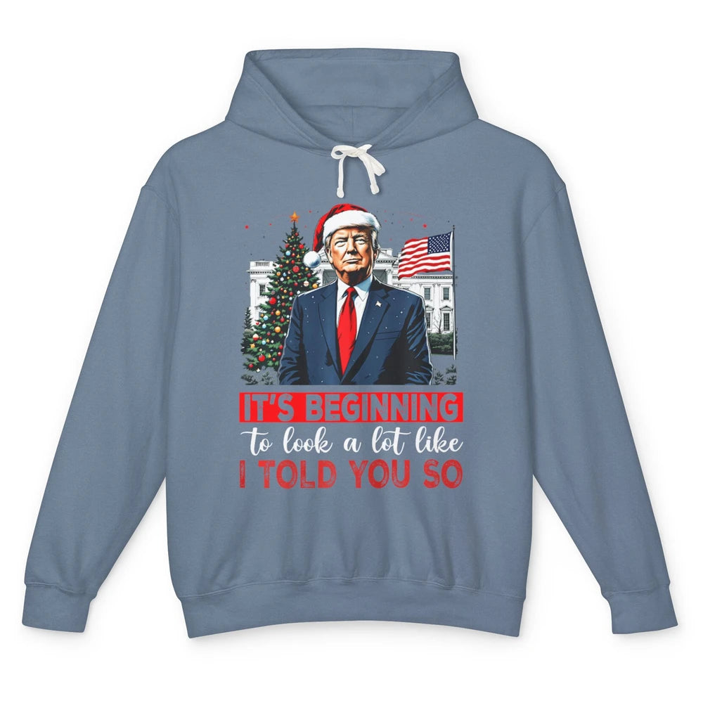 Funny Santa Trump It's Beginning To Look A Lot Like I Told You So Sarcastic Political Xmas Christmas Unisex Lightweight Hoodie