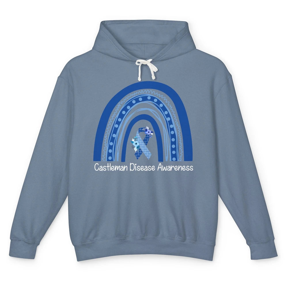 Castleman Disease Awareness Floral Blue Ribbon Rare Disease Unisex Lightweight Hoodie