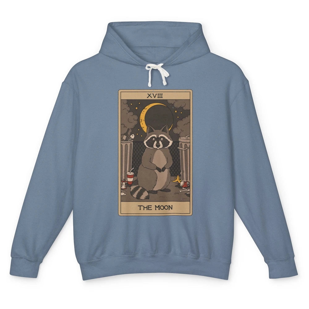 The Moon Raccoon Tarot Card Vintage Opossum Trashed Panda Unisex Lightweight Hoodie