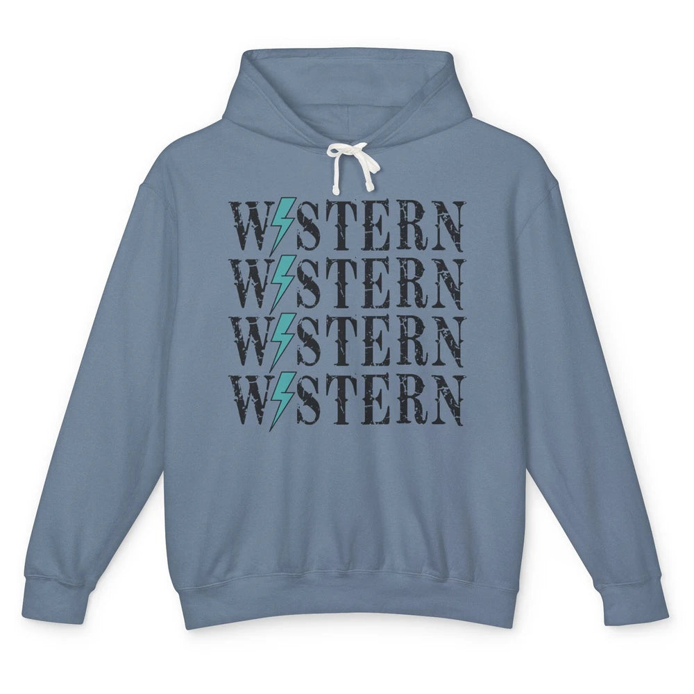 Retro Cowboy Lightning Bolt Western Country Cowgirl Gift Unisex Lightweight Hoodie