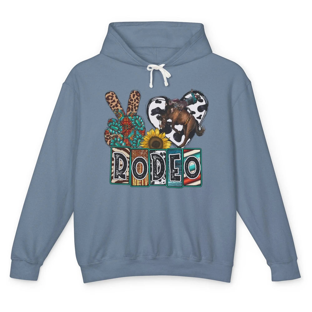 Sunflower Leopard Peace Love Rodeo Cowboy Western Country Unisex Lightweight Hoodie