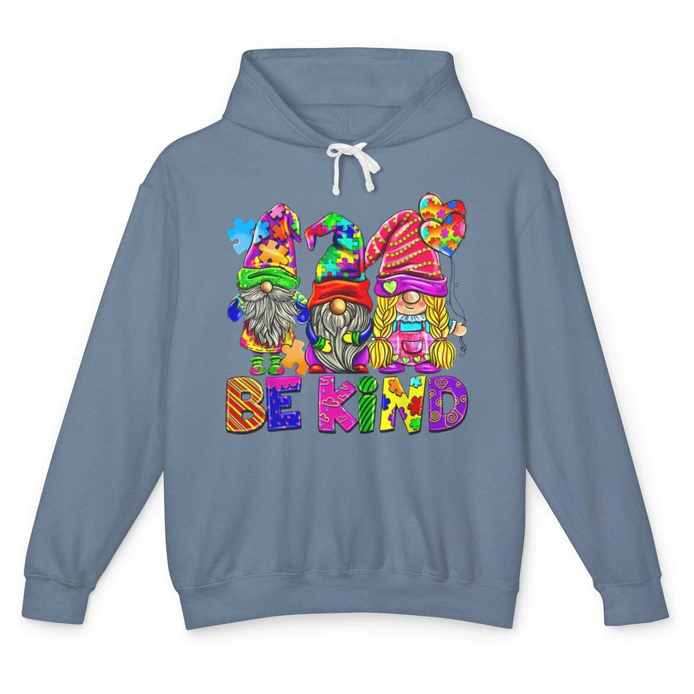 Be Kind Gnome Autism Awareness Month Autistic Jigsaw Puzzle Unisex Lightweight Hoodie