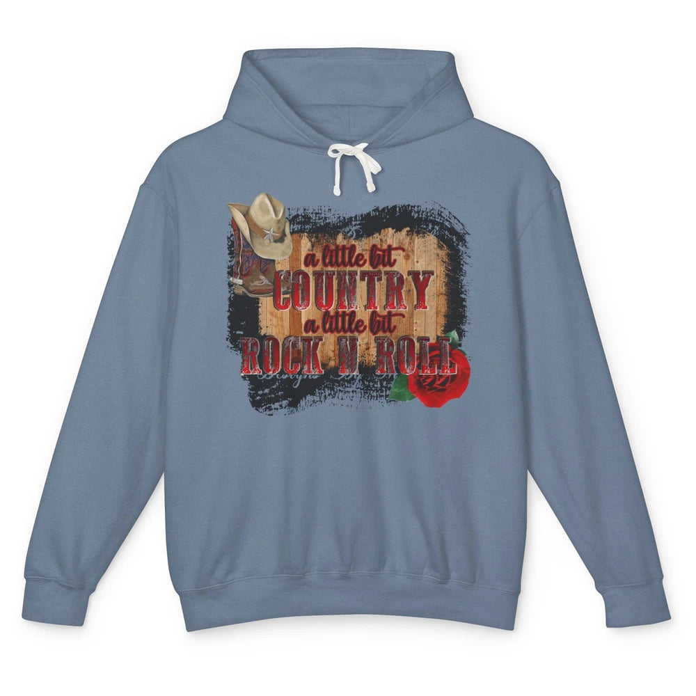 Cowboy Boots Hat A Little Country Little Rock N Roll Western Unisex Lightweight Hoodie