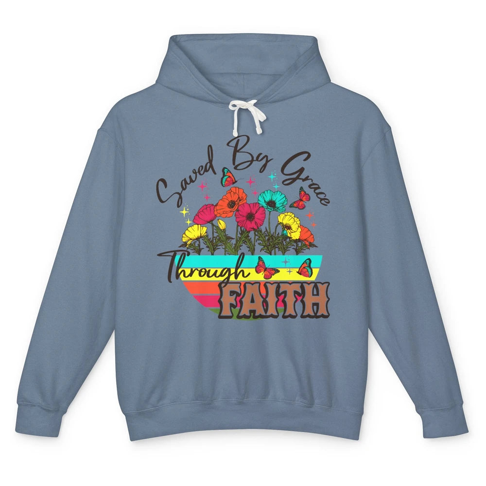 Christian Saved By Grace Through Faith Bible Verse Religious Unisex Lightweight Hoodie