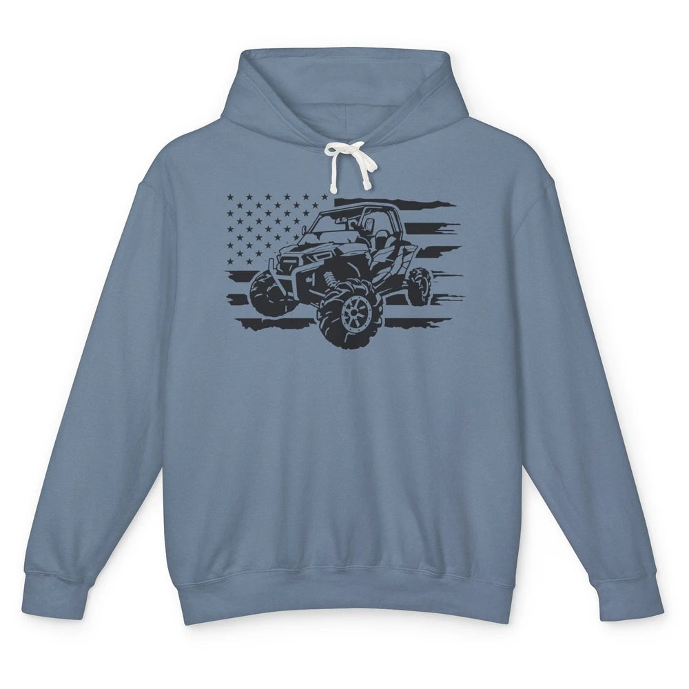 Retro US Flag ATV Side By Side Rider UTV Offroad SXS Life Unisex Lightweight Hoodie