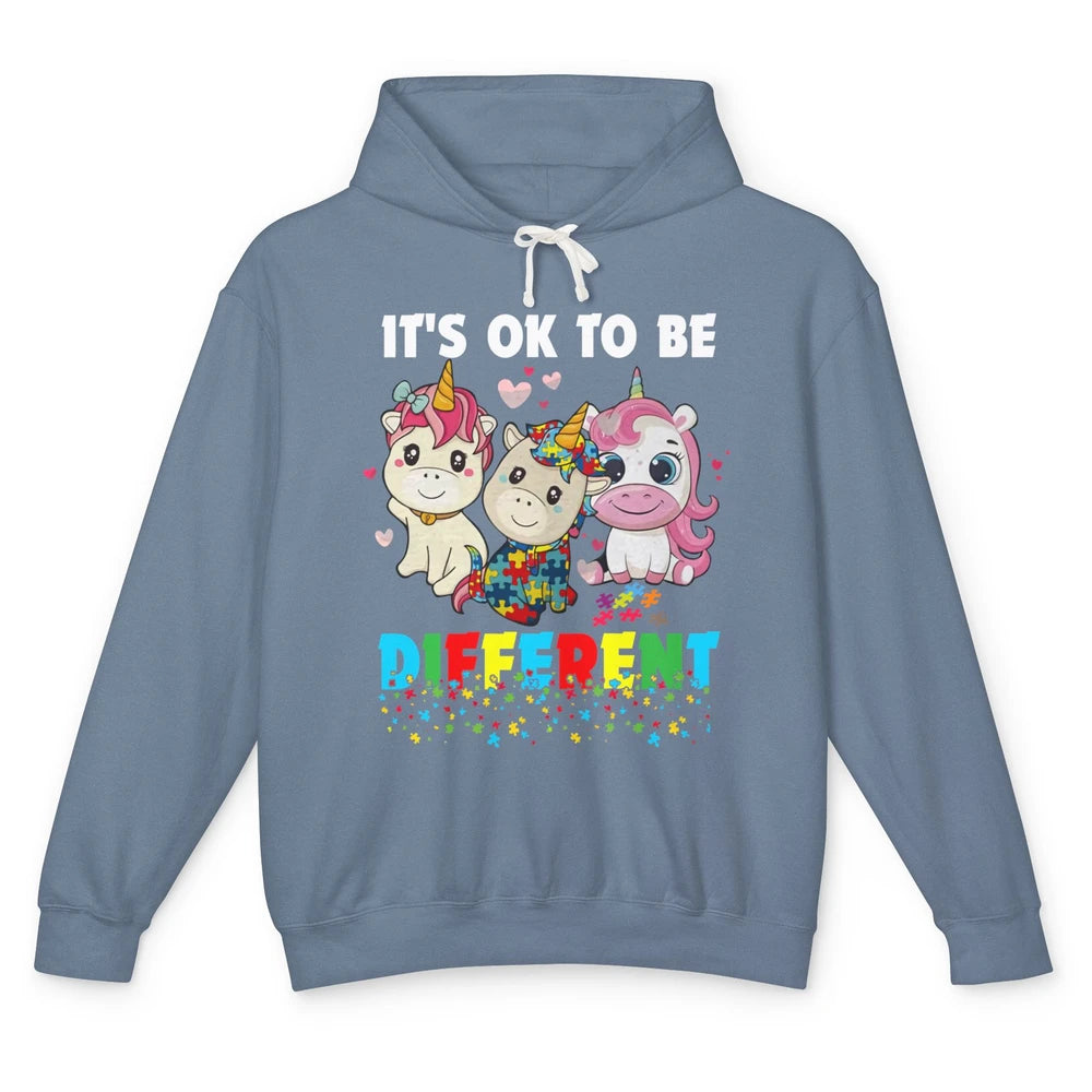 Autism Awareness Puzzles Baby Unicorn Okay To Be Different Unisex Lightweight Hoodie