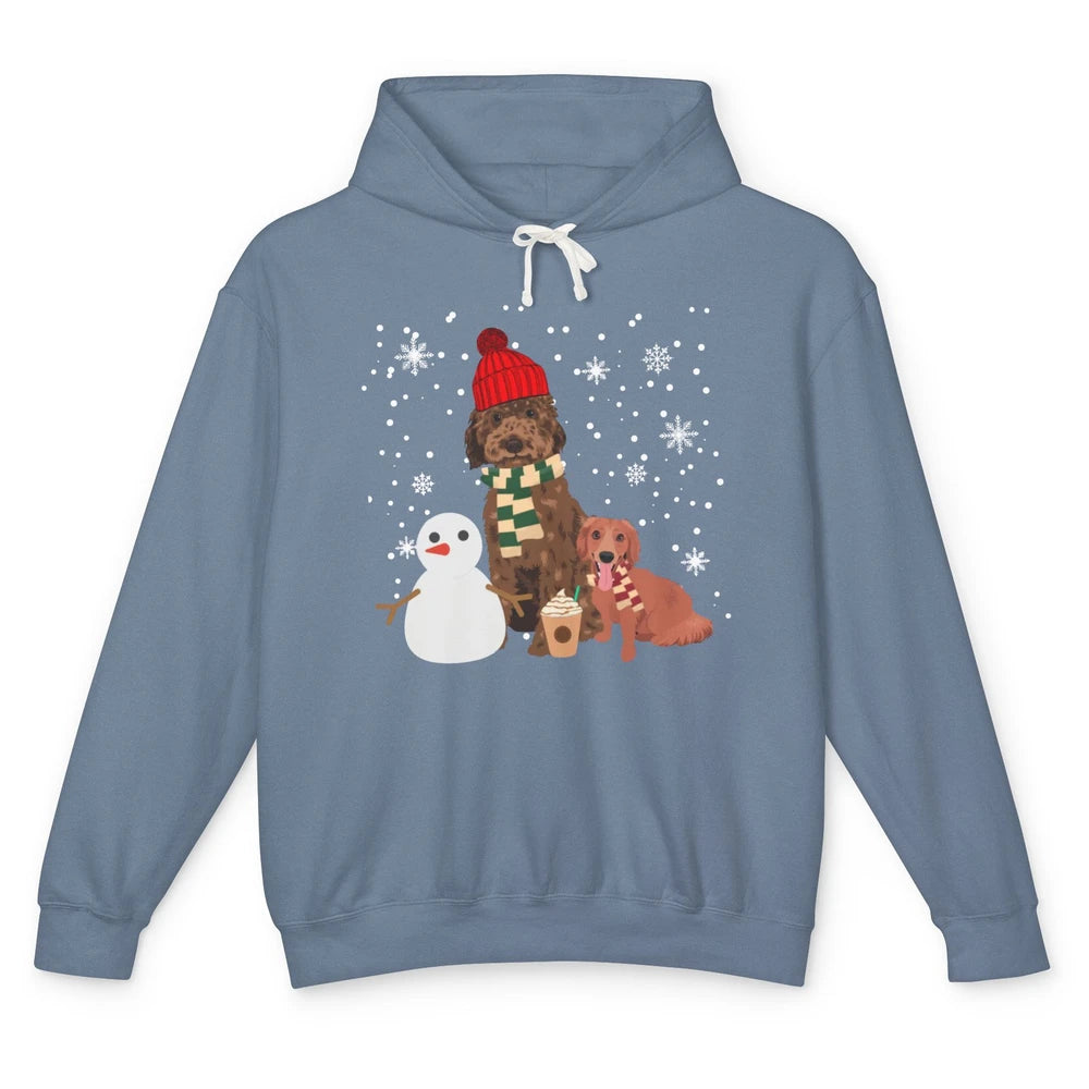 Christmas Goldendoodle Winter Dog Snowman Doodle Xmas Gift Unisex Lightweight Hoodie