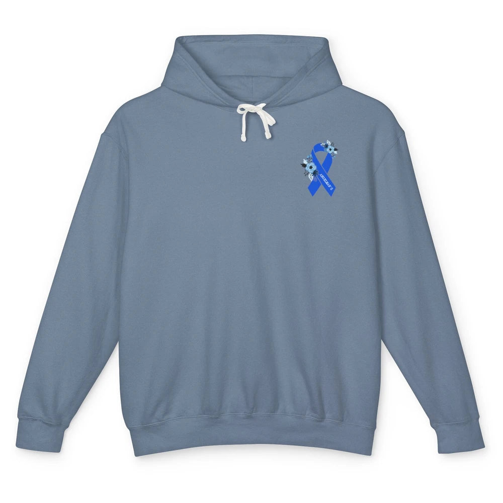 We Wear Blue Angelmans Syndrome Awareness Floral Blue Ribbon Unisex Lightweight Hoodie