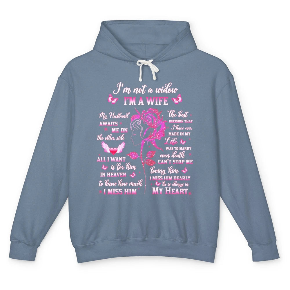 Husband In Heaven I'm Not A Widow Guardian Angel Husband Unisex Lightweight Hoodie