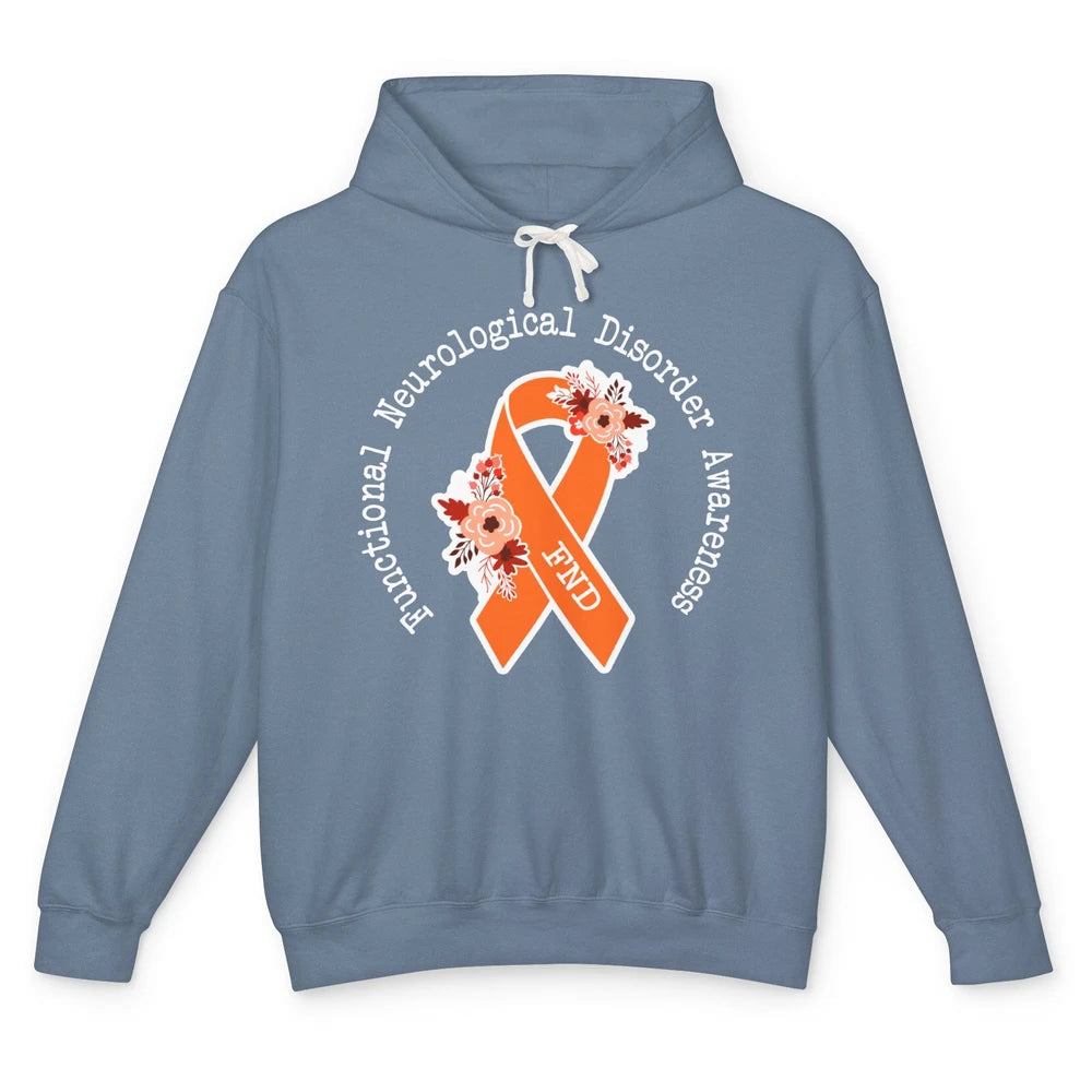 Functional Neurological Disorder Awareness FND Orange Ribbon Unisex Lightweight Hoodie