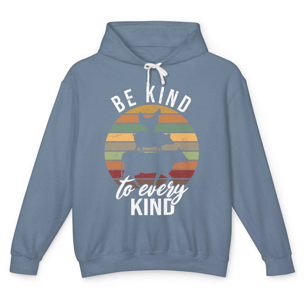 Retro Vegan Be Kind To Every Kind Vegetarian Friend Not Food Unisex Lightweight Hoodie