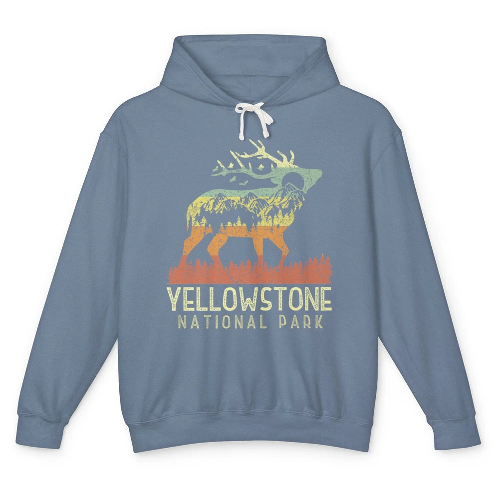 Yellowstone National Park Reindeer Mountains Vintage Outdoor Unisex Lightweight Hoodie