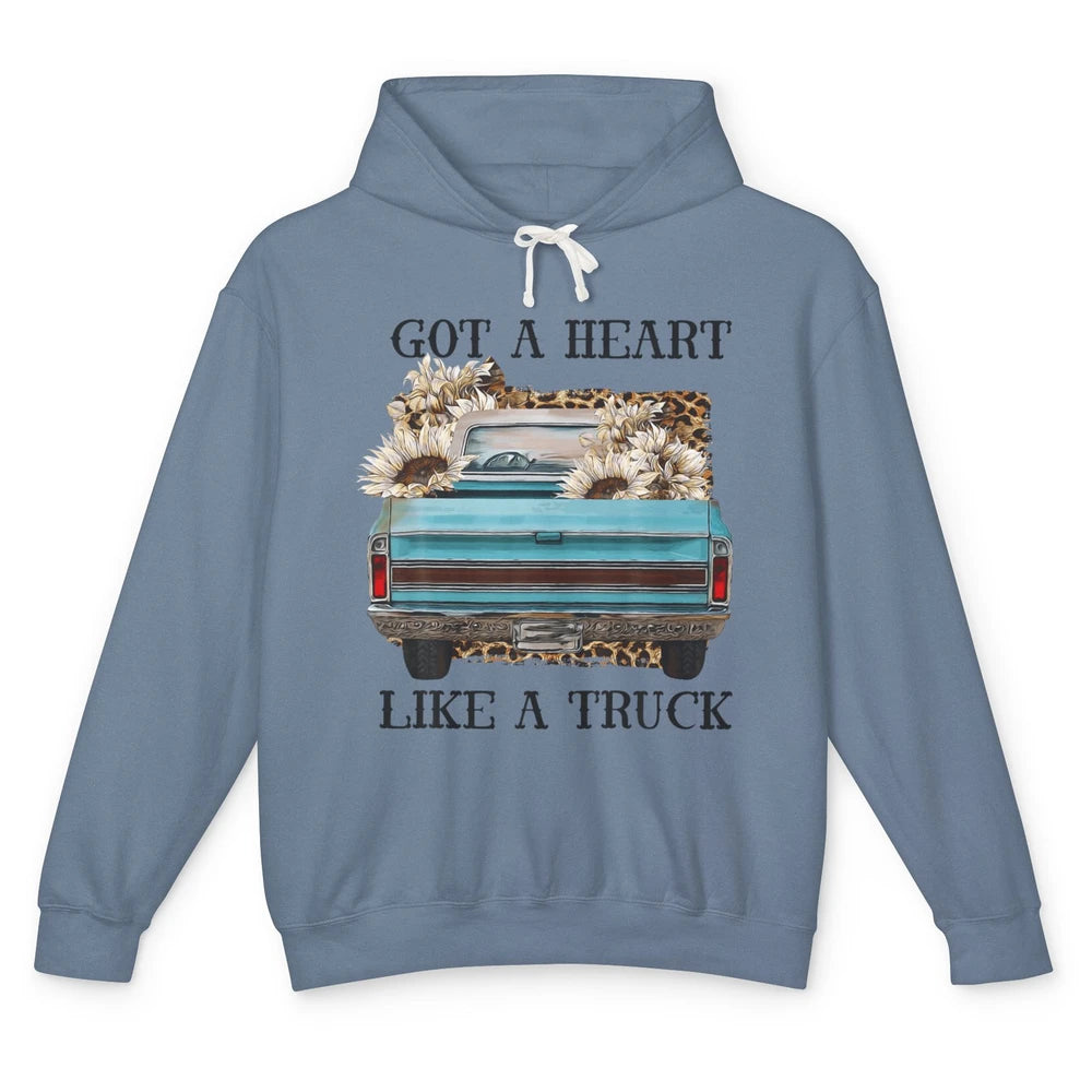 Got Heart Like Truck Sunflower Leopard Western Country Farm Unisex Lightweight Hoodie