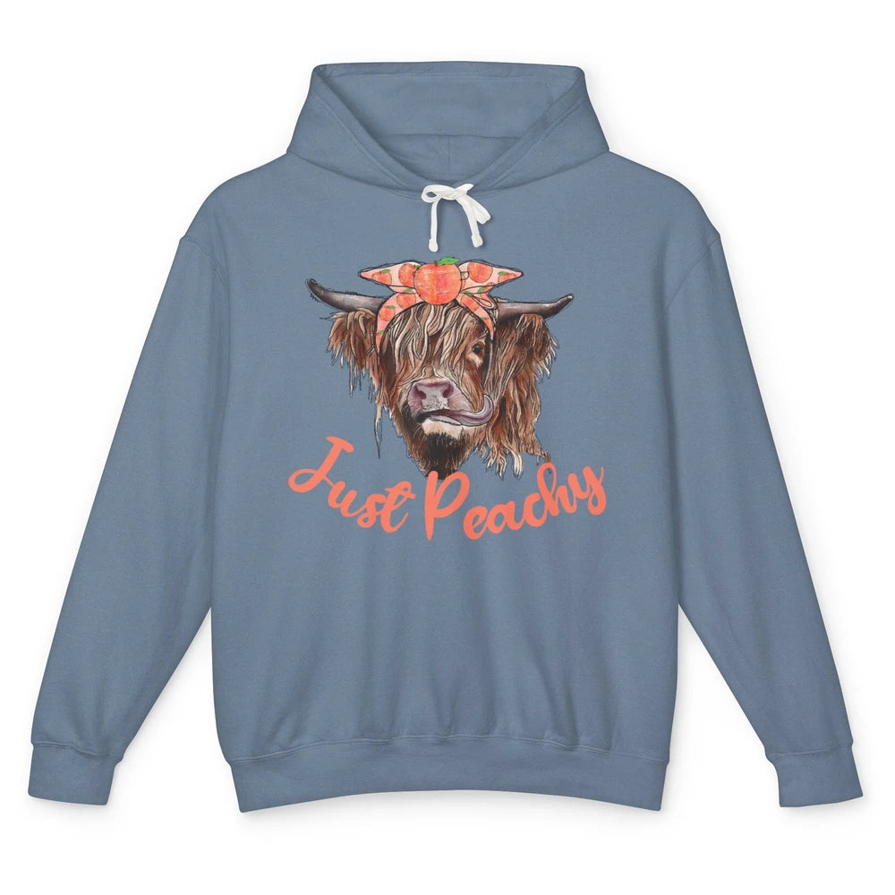 Highland Cow Bandana Just Peachy Western Country Peach Lover Unisex Lightweight Hoodie