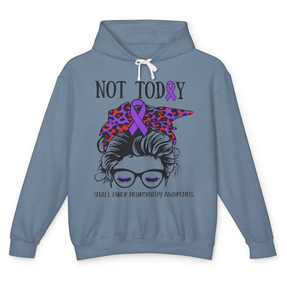 Small Fiber Neuropathy Awareness Ribbon Messy Bun Not Today Unisex Lightweight Hoodie