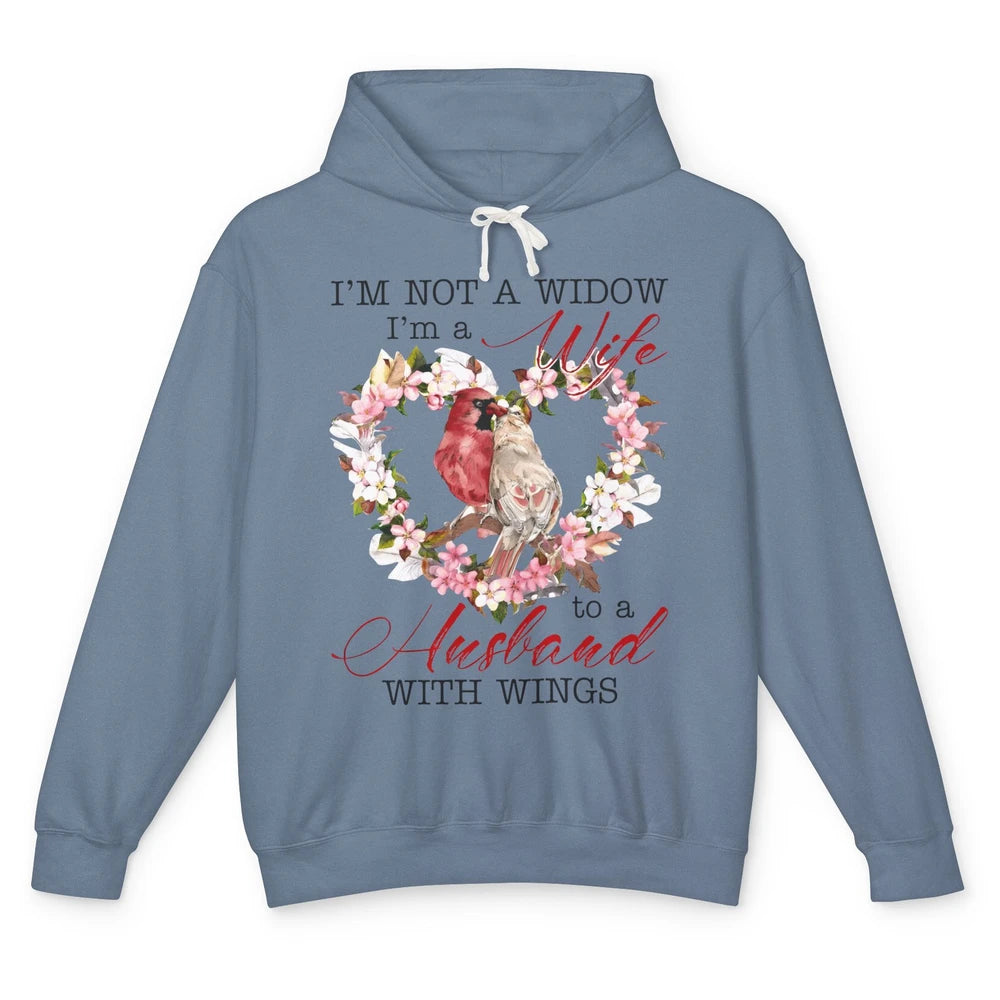 Cardinal Husband In Heaven I'm Not Widow Angel Loving Memory Unisex Lightweight Hoodie