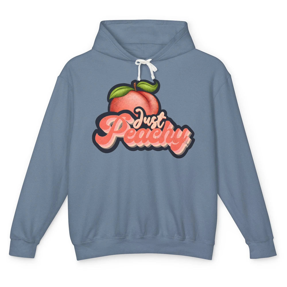 Funny Retro Just Peachy 70s Positive Peaches Summer Fruit Unisex Lightweight Hoodie