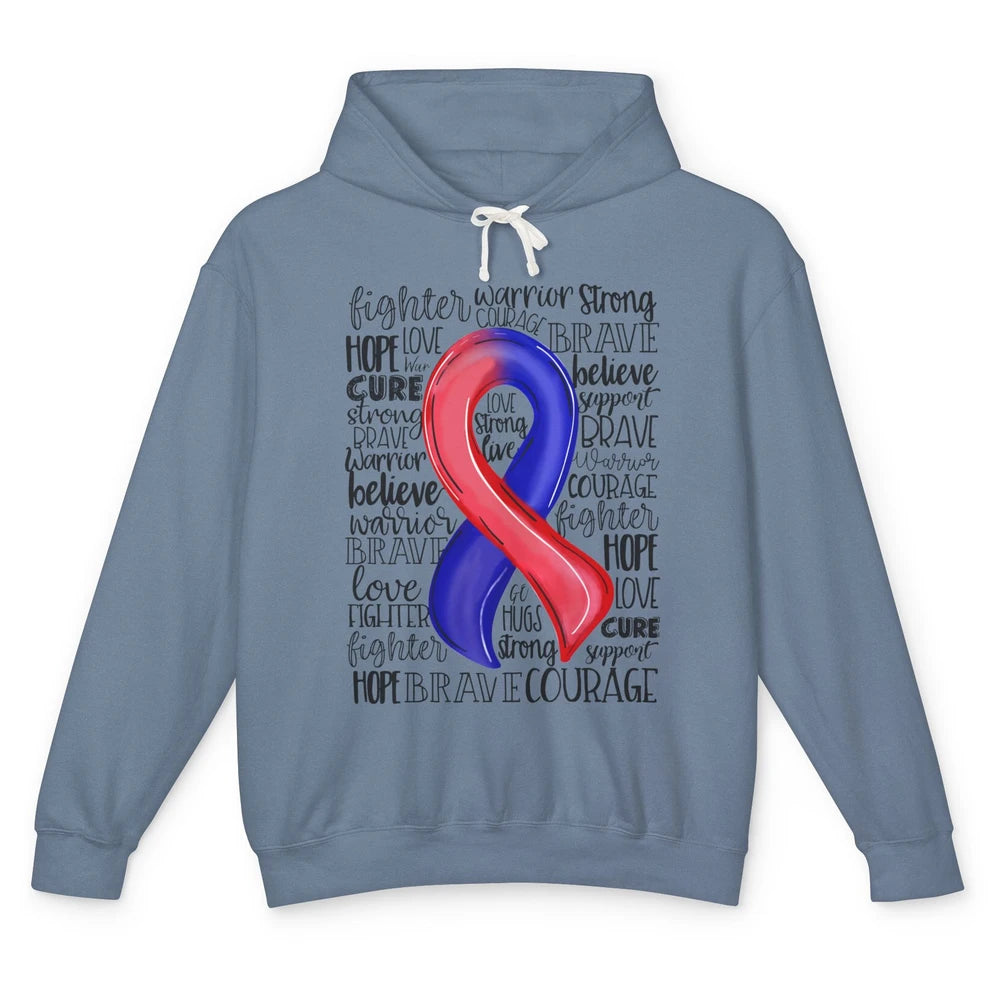 CHD Congenital Heart Disease Awareness Red And Blue Ribbon Unisex Lightweight Hoodie