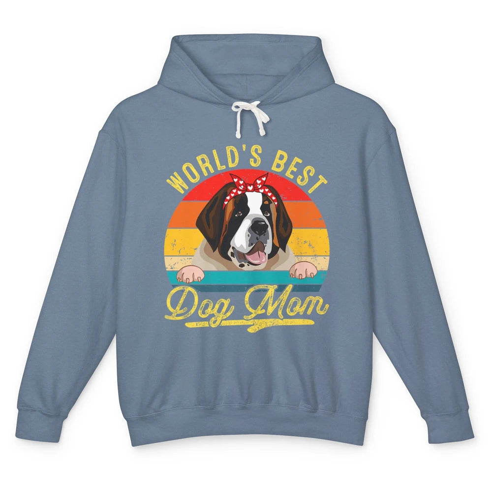 World Best Saint Bernard Dog Mom Funny Sunflower Mothers Day Unisex Lightweight Hoodie