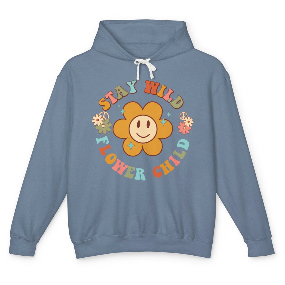 Groovy Stay Wild Flower Child Mental Health Daisy Flowers Unisex Lightweight Hoodie