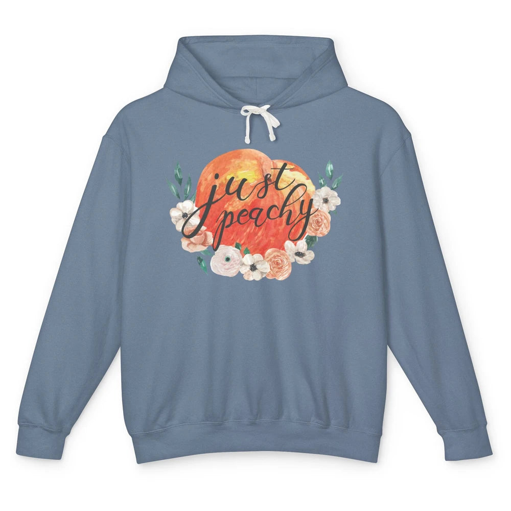 Just Peachy Retro 70s Georgia Peaches Summer Fruit Unisex Lightweight Hoodie