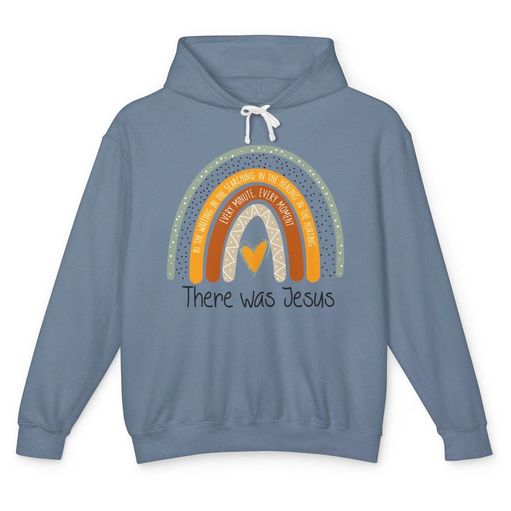 There Was Jesus Love Boho Rainbow Christian Easter Day Unisex Lightweight Hoodie