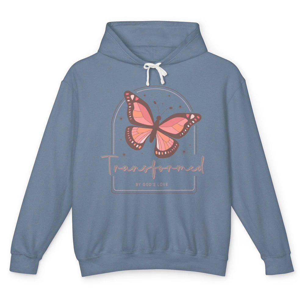 Transformed By God's Love Butterfly Faith Christian Jesus Unisex Lightweight Hoodie