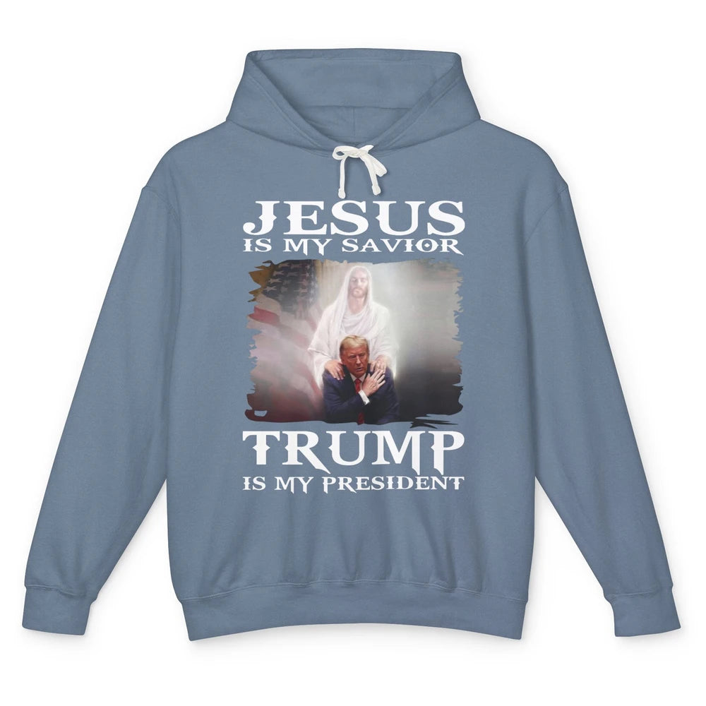 Jesus Is My Savior Trump Is My President Trump Republican Unisex Lightweight Hoodie