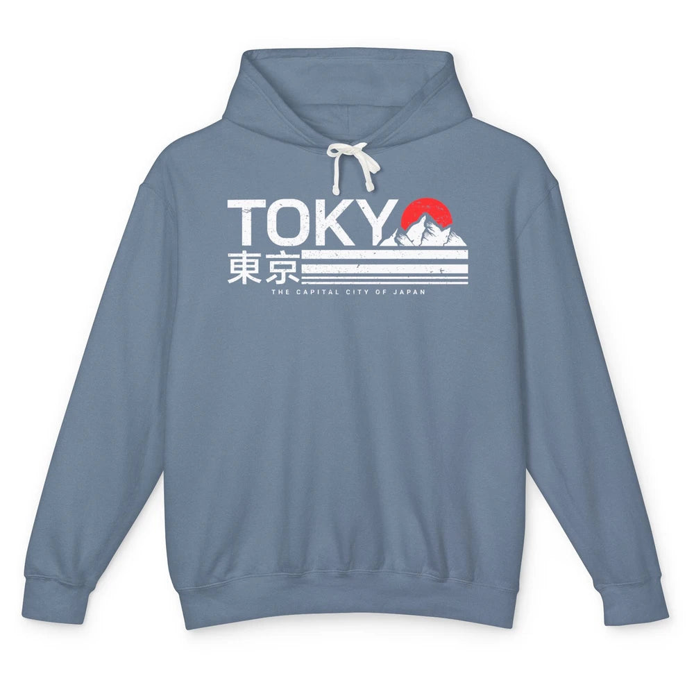 Vintage Sunset Mount Fuji Tokyo The Capital City Of Japan Unisex Lightweight Hoodie