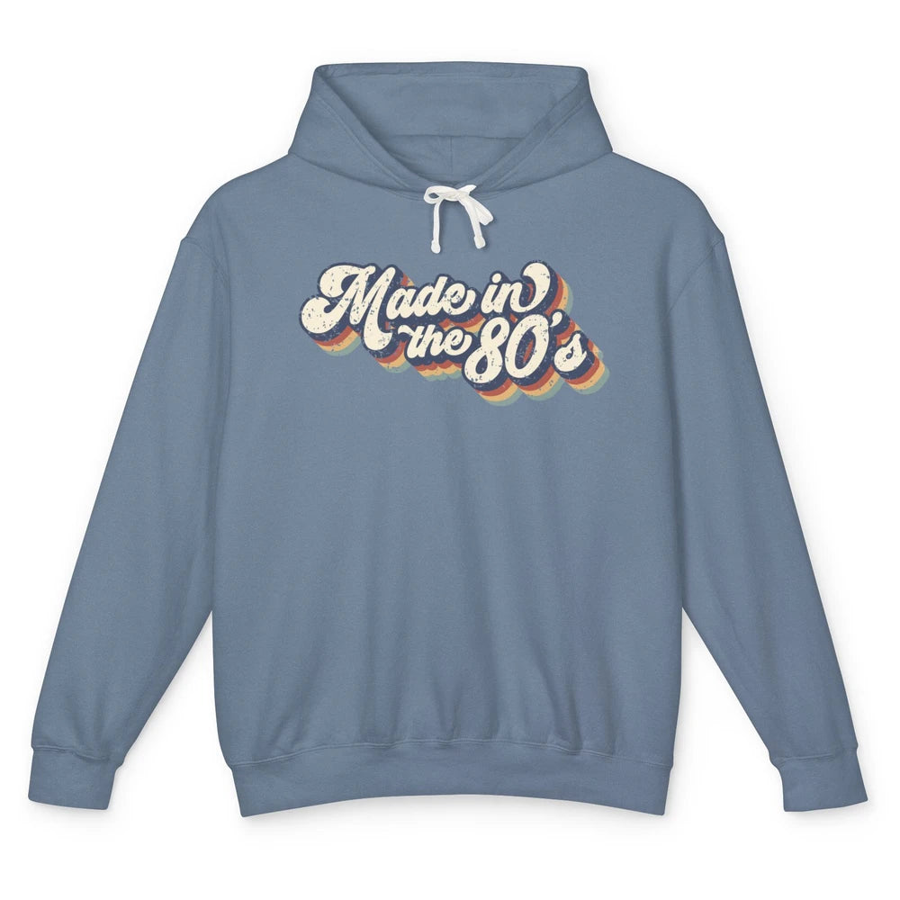 Retro Vintage Made In The 80's 1980s Born Birthday Day Gift Unisex Lightweight Hoodie