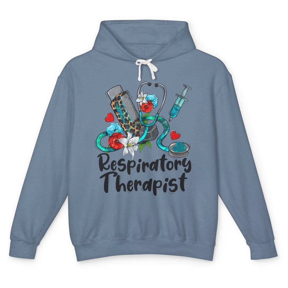 Respiratory Therapist Leopard Stethoscope Western Country RT Unisex Lightweight Hoodie