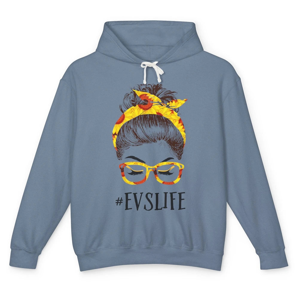 EVS Life Messy Bun Hair Sunflower Headband Appreciation Gift Unisex Lightweight Hoodie