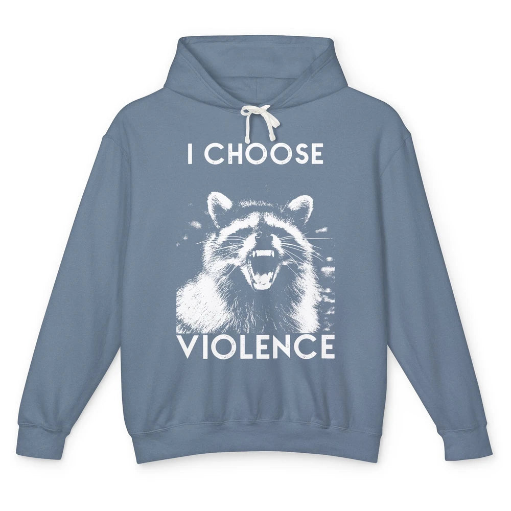 Funny Raccoon Disobey I Choose Violence Sarcastic Raccoon Unisex Lightweight Hoodie