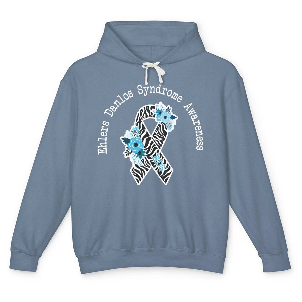 Ehlers Danlos Syndrome Awareness EDS Zibra Ribbon Rainbow Unisex Lightweight Hoodie