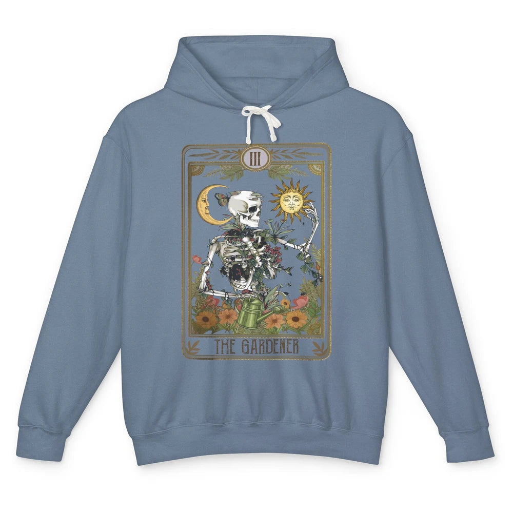 Floral Skeleton Gardening Tarot The Gardener Plant Lovers Unisex Lightweight Hoodie