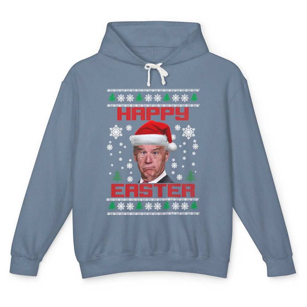 Funny Joe Biden Happy Easter Christmas Anti Joe Liberals Unisex Lightweight Hoodie