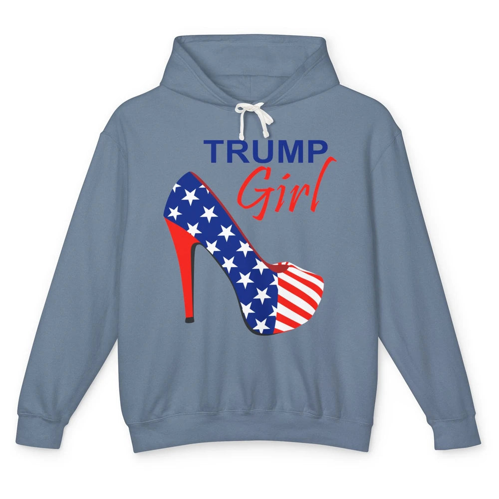 Trump Girl American Flag High Heels Republican Trump Support Unisex Lightweight Hoodie