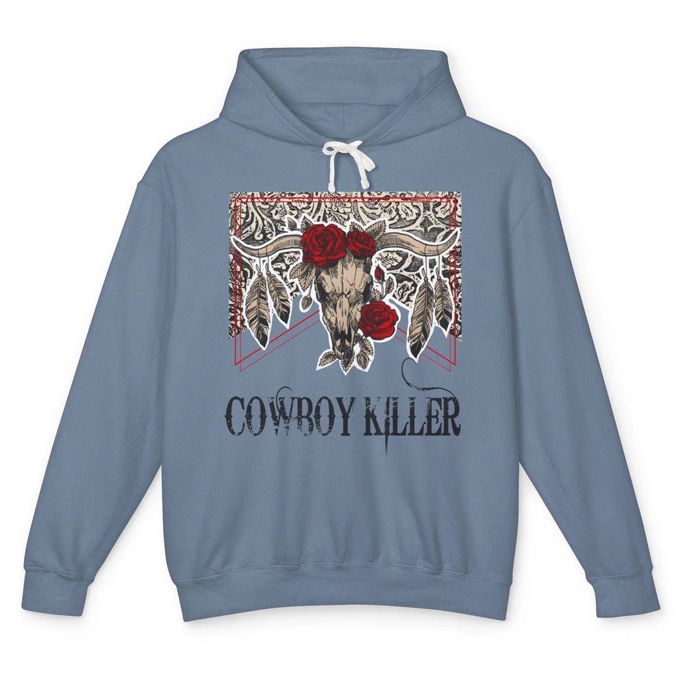 Texas Floral Skull Cowboy Killer Western Country Vintage Unisex Lightweight Hoodie