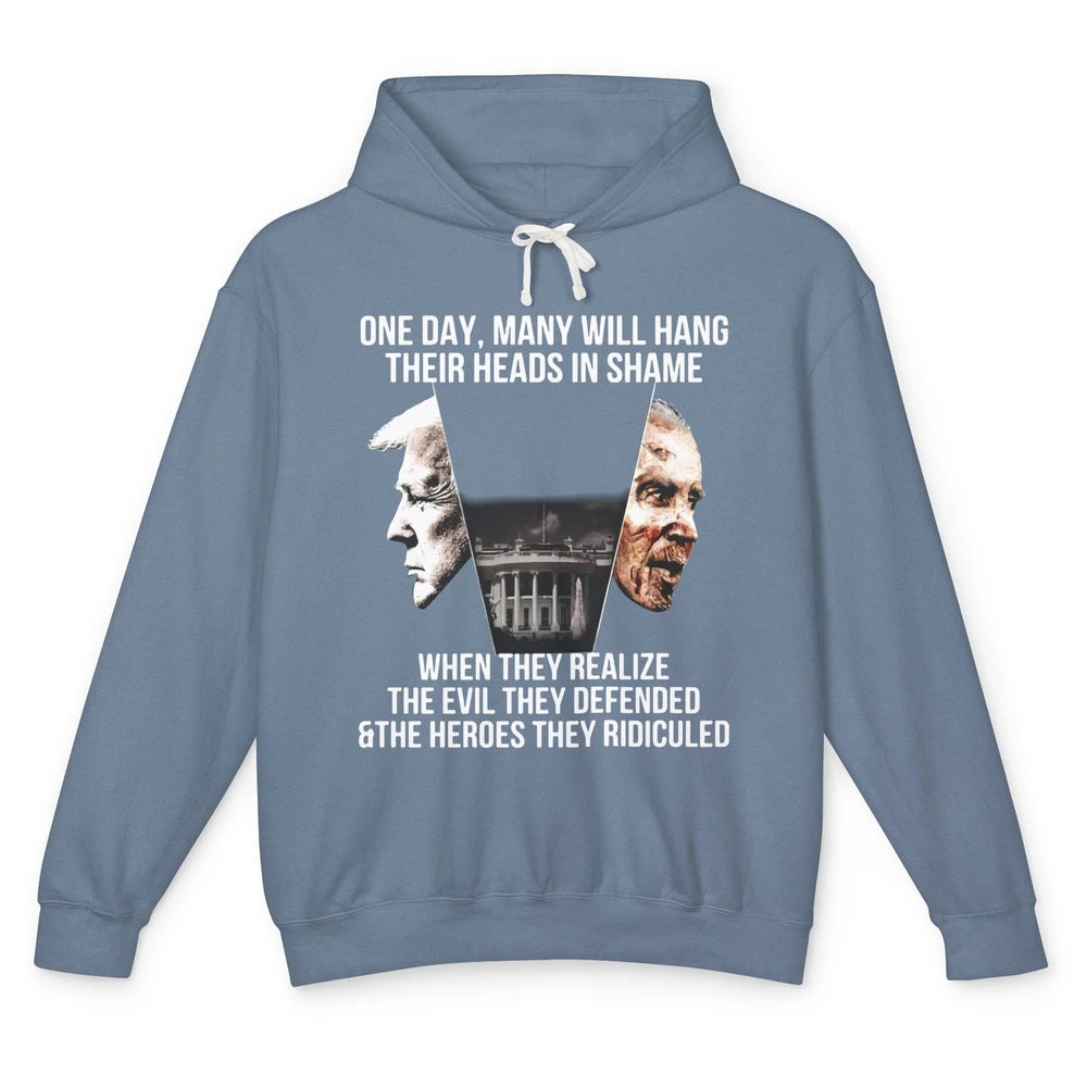 Trump Biden One Day Many Hang Their Head In Shame US Politic Unisex Lightweight Hoodie