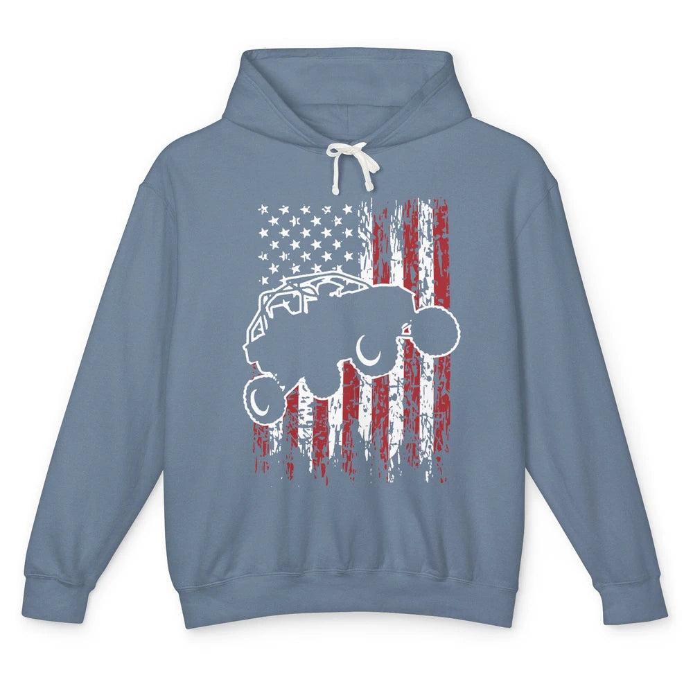 US Flag ATV Side By Side Rider UTV July 4th Racing Patriotic Unisex Lightweight Hoodie