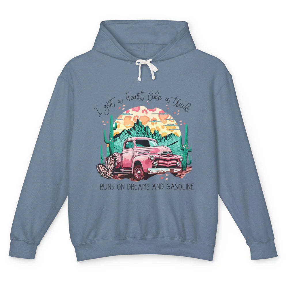 Western Sunset Cowgirl I Got Heart Like Truck Rodeo Cactus Unisex Lightweight Hoodie