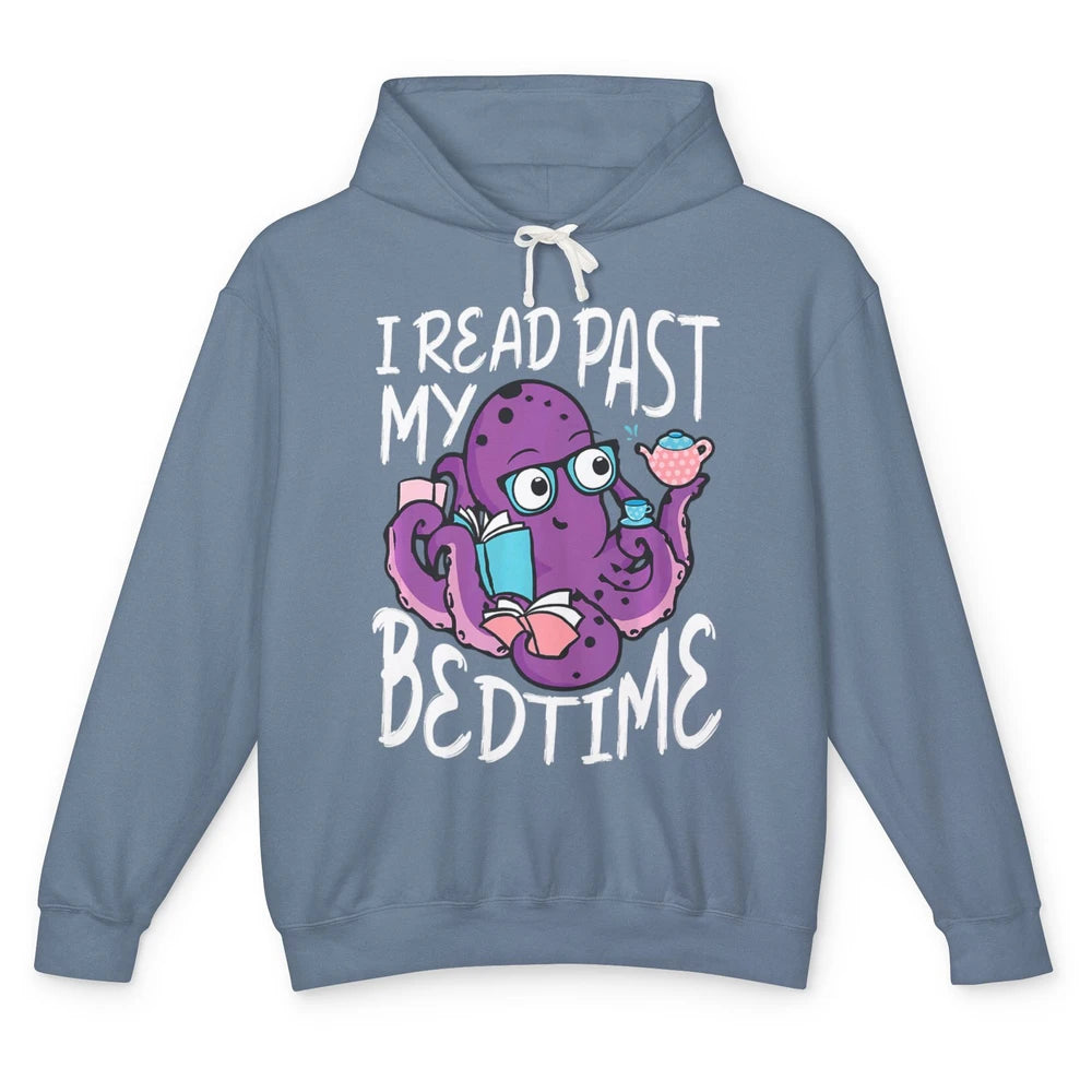 Octopus Books Read Past My Bedtime Kraken Sea Animal Marine Unisex Lightweight Hoodie