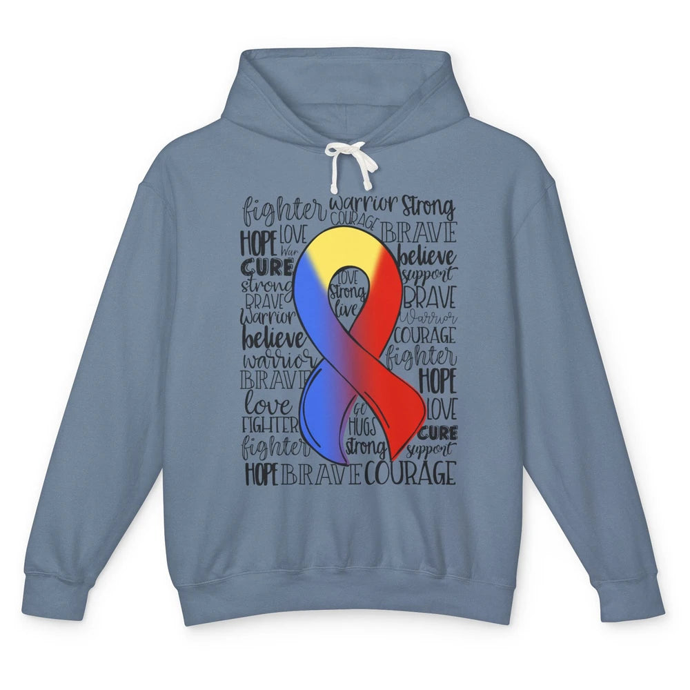 Thoracic Outlet Syndrome Awareness Blue Red Ribbon Hope Love Unisex Lightweight Hoodie