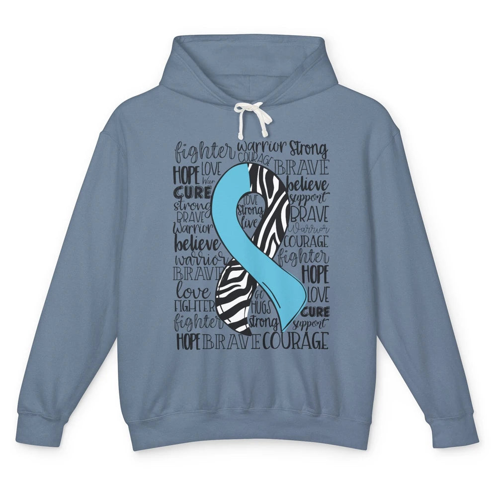 Hereditary Angioedema Awareness Zebra Blue Ribbon Hope Love Unisex Lightweight Hoodie