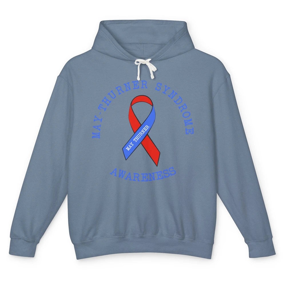 May-thurner Syndrome Awareness Red Blue Ribbon Rainbow Unisex Lightweight Hoodie