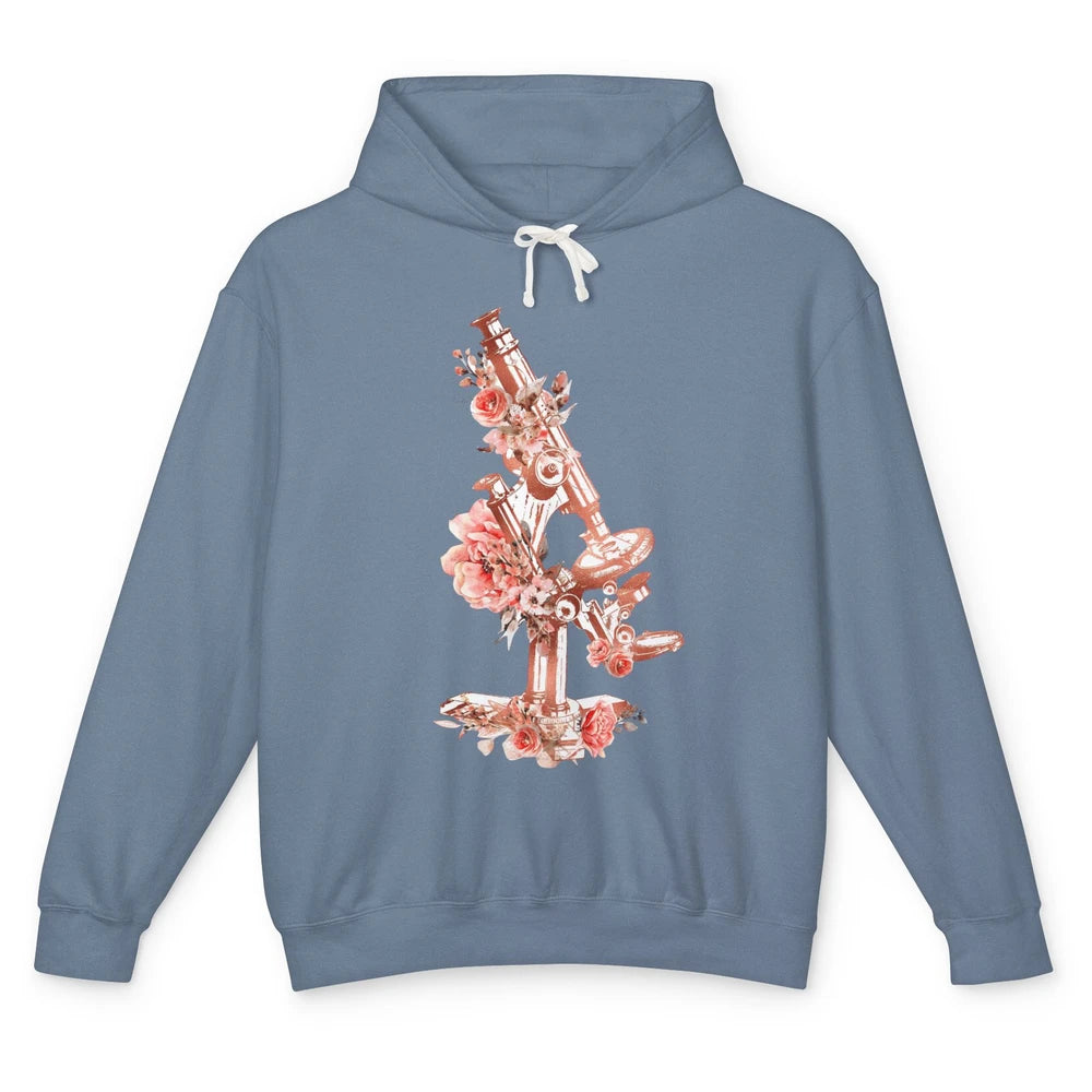 Floral Microscope Medical Laboratory Tools Microbiologist Unisex Lightweight Hoodie