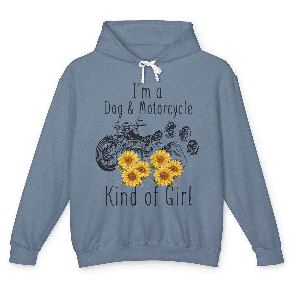 Retro Sunflower Motorbike I'm Dog Motorcycle Kinda Girl Gift Unisex Lightweight Hoodie