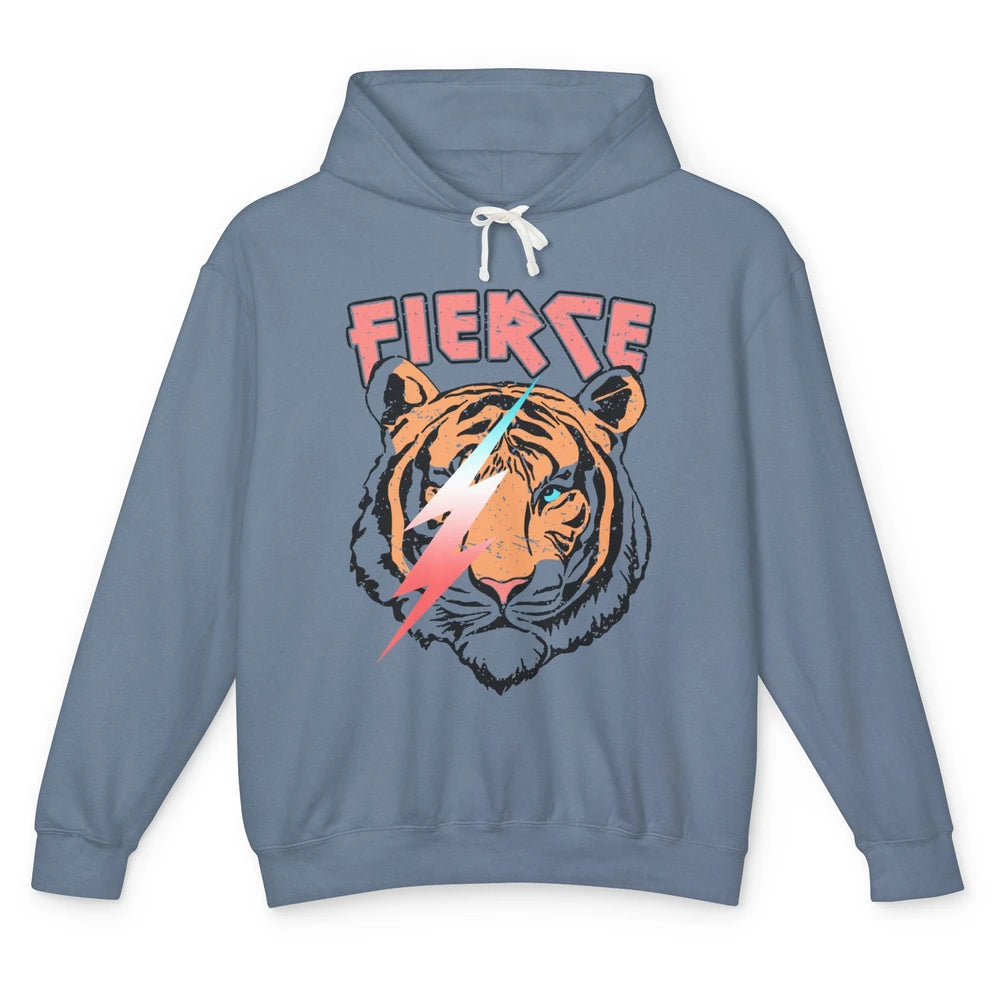 Retro Tiger Lightning Bolt Fierce Western Country Lighting Unisex Lightweight Hoodie